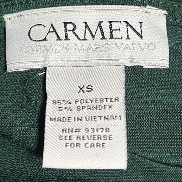 Carmen Marc Valvo Long Sleeve Embellished Green Shirt Blouse XSmall - Picture 4 of 4